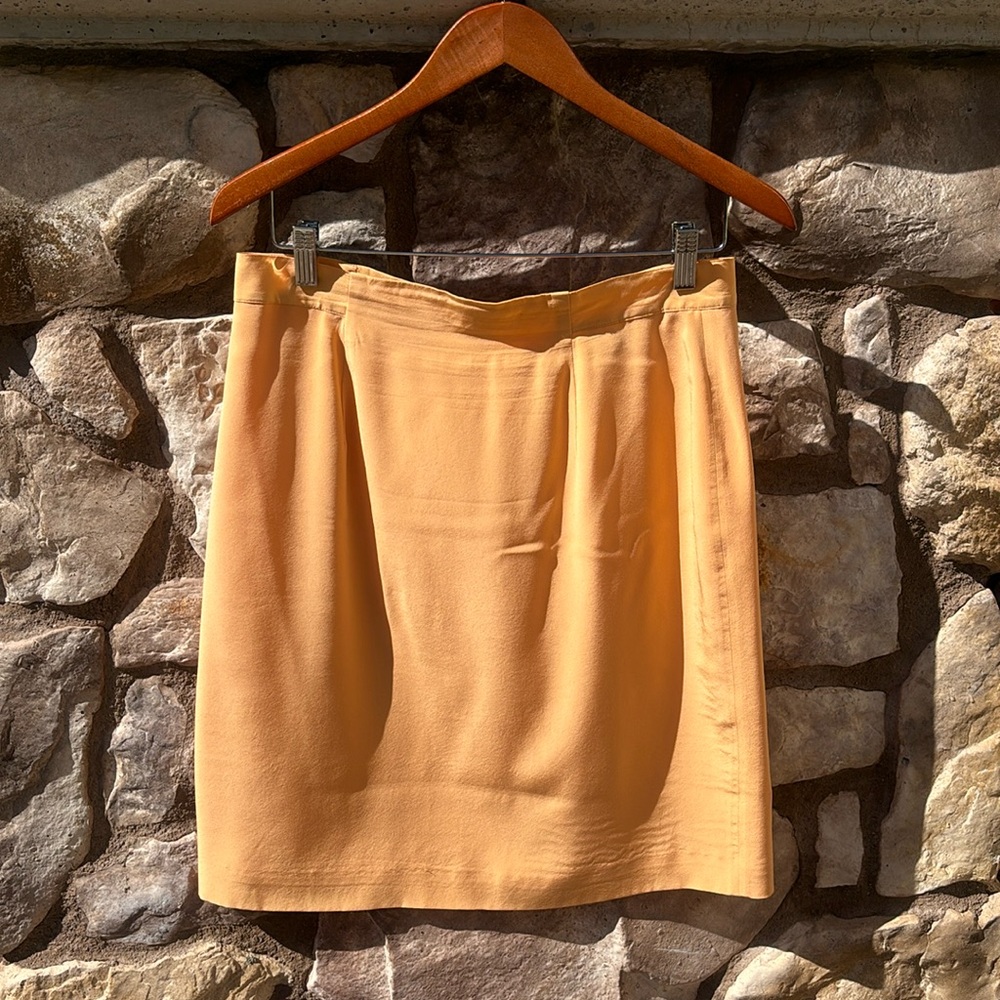 Patrick Petite Collection Orange Silk Skirt Knee-length Size 10 P